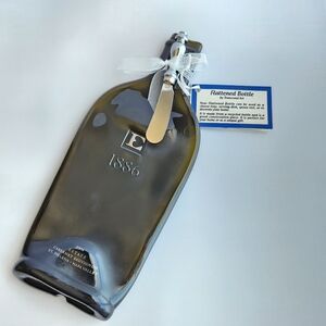 Handmade Cheese Tray Serving Tray Flattened Glass Wine Bottle W/ Spreader Knife